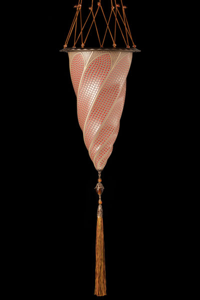 Lampada Fortuny Cesendello a mosaico in vetro rosso