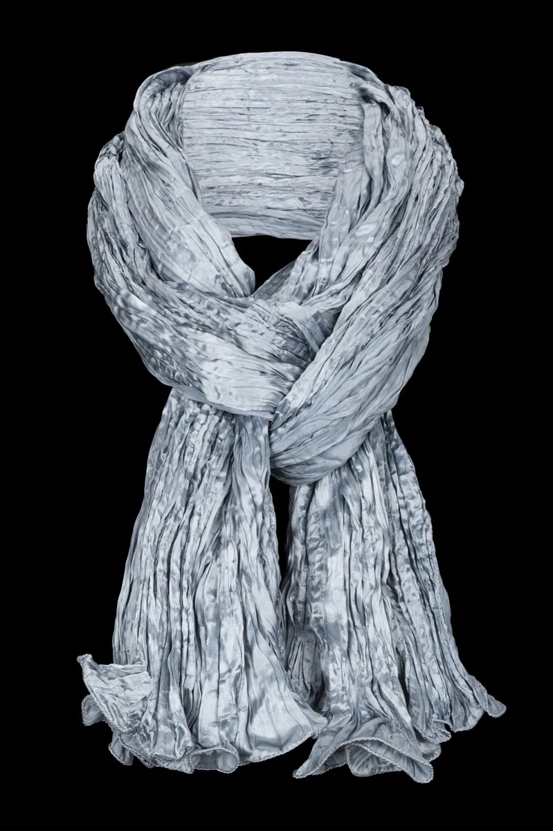 Fortuny crinkled crepe satin candy blue silk scarf