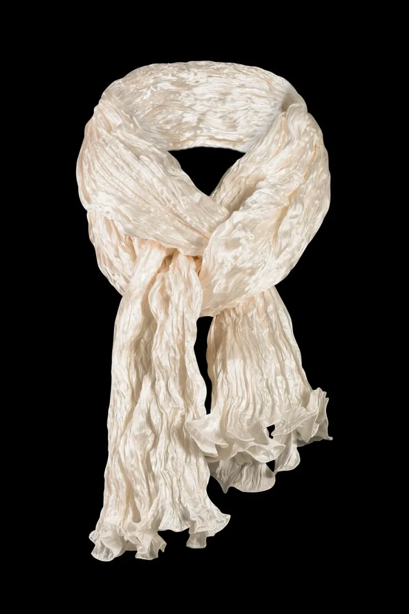Fortuny crinkled crepe satin silk scarf