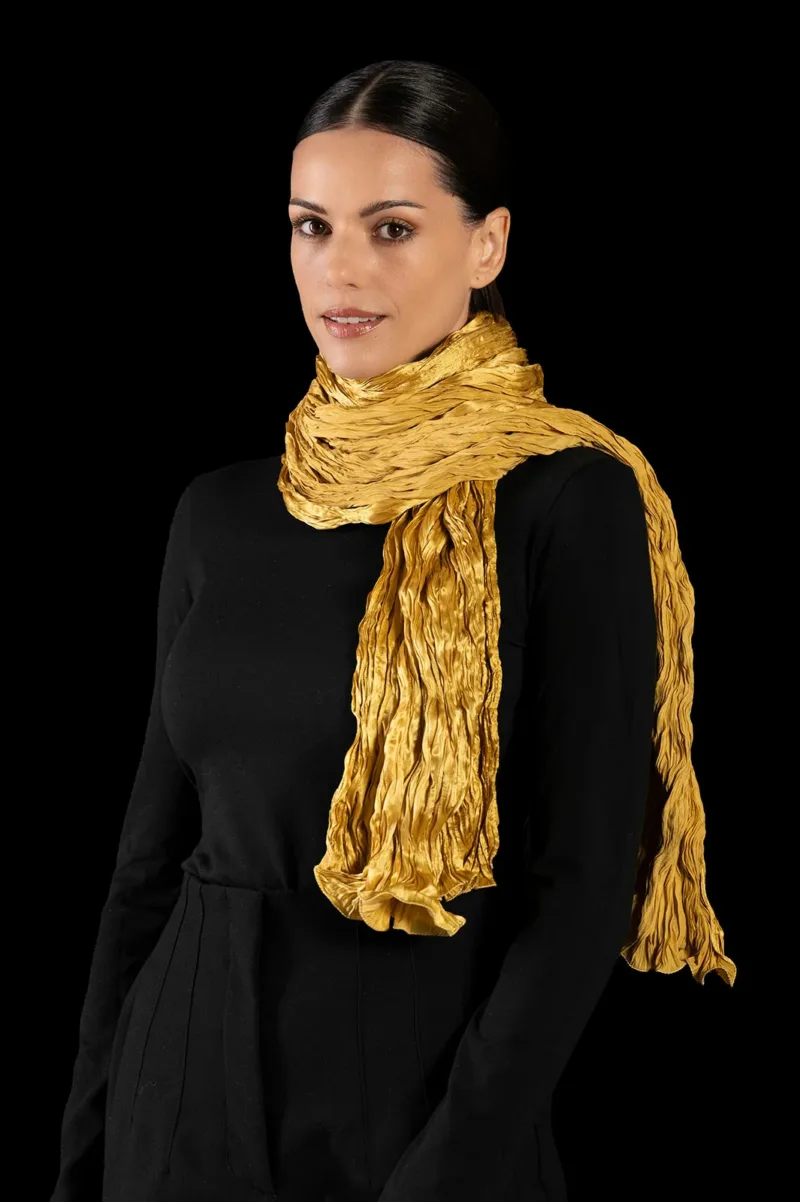 Fortuny crinkled crepe satin silk scarf