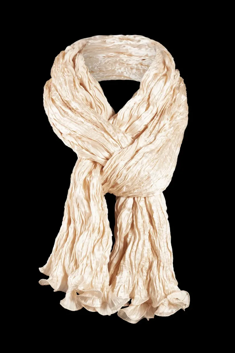 Fortuny crinkled crepe satin silk scarf