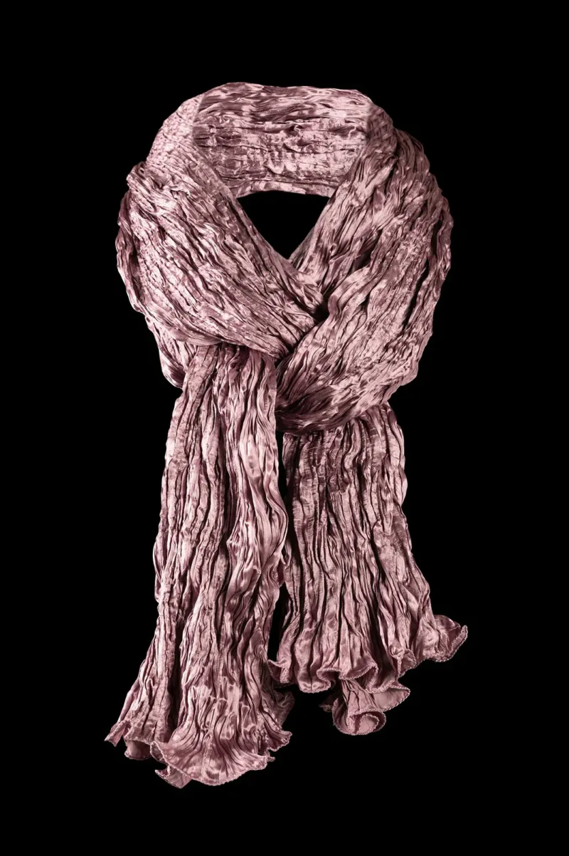 Fortuny crinkled crepe satin silk scarf