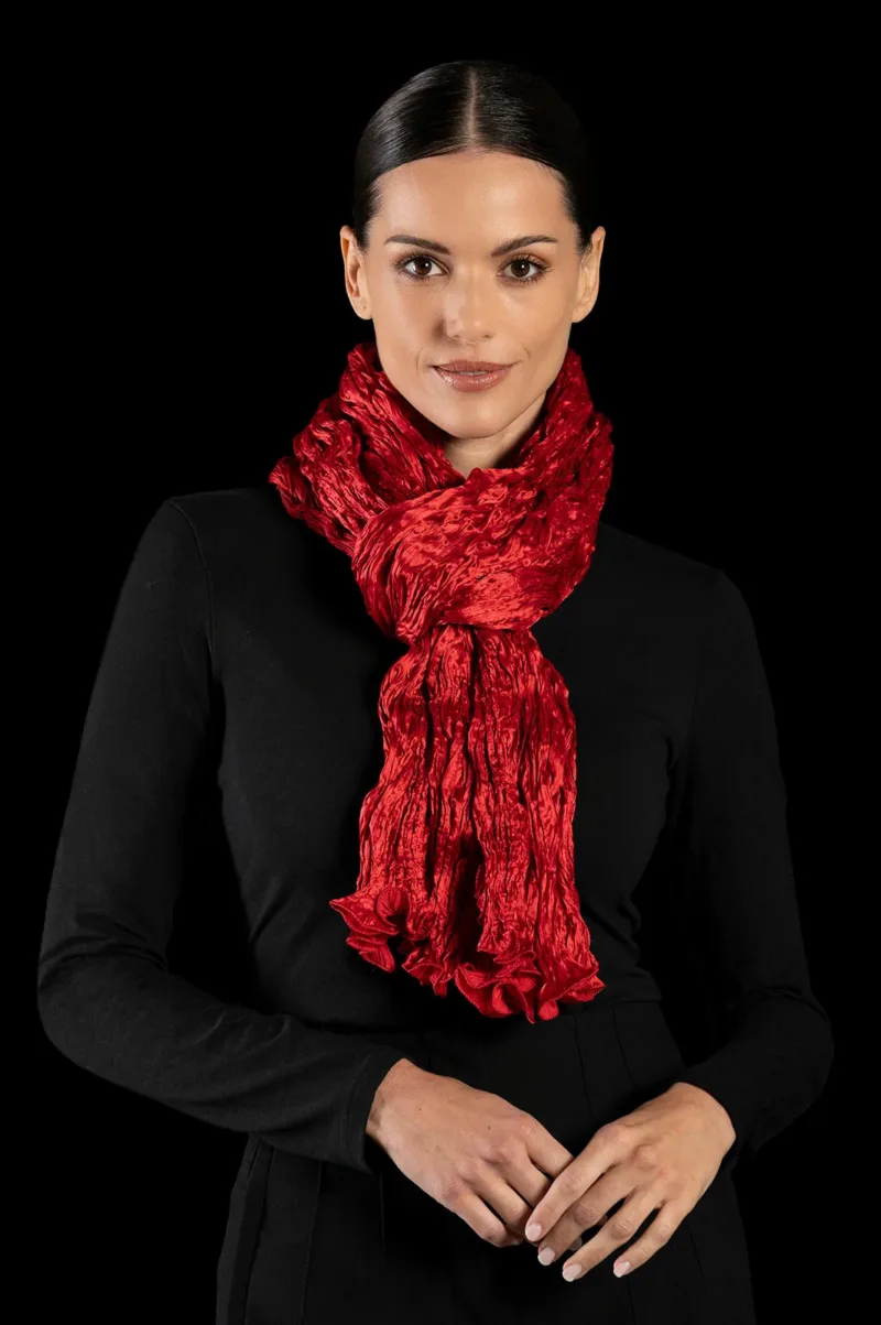 Fortuny crinkled crepe satin silk scarf