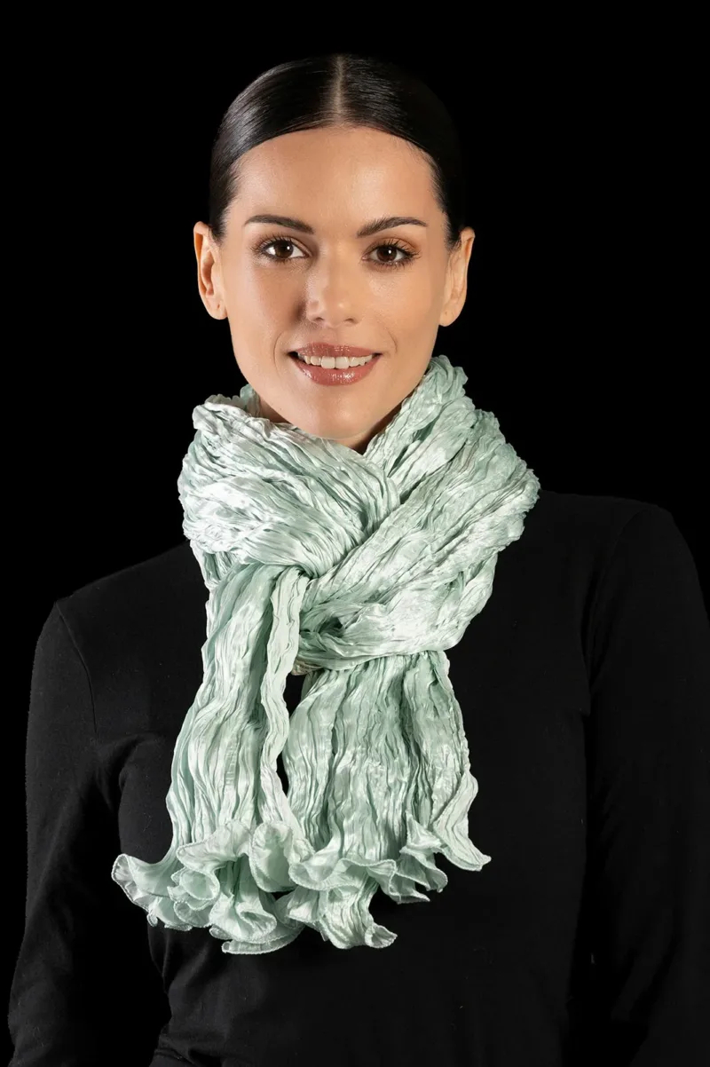 Fortuny crinkled crepe satin silk scarf