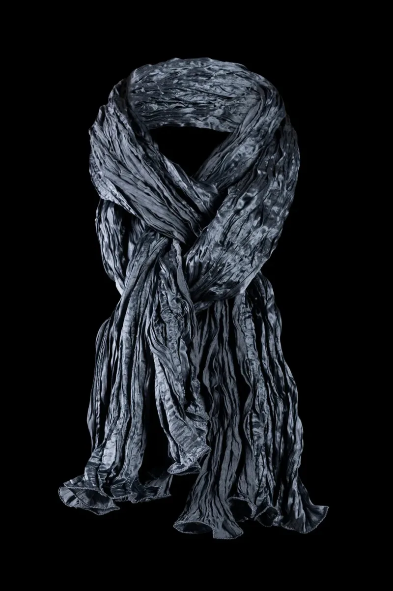 Fortuny crinkled crepe satin silk scarf