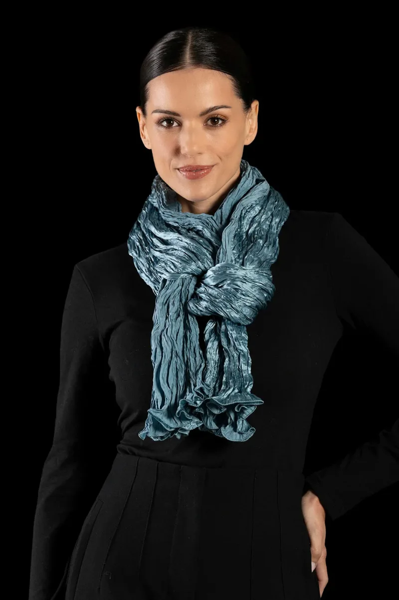 Fortuny crinkled crepe satin silk scarf