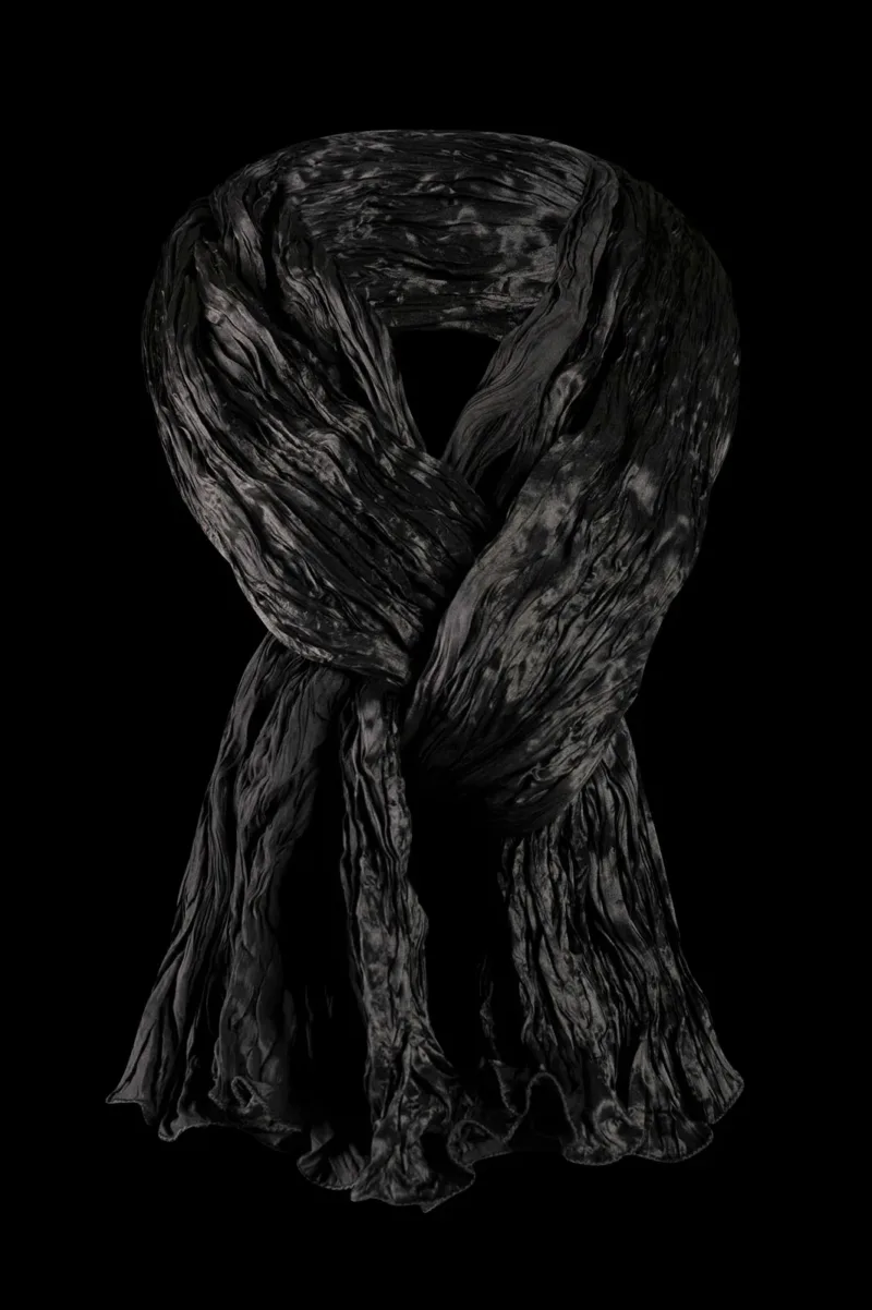 Fortuny crinkled crepe satin silk scarf