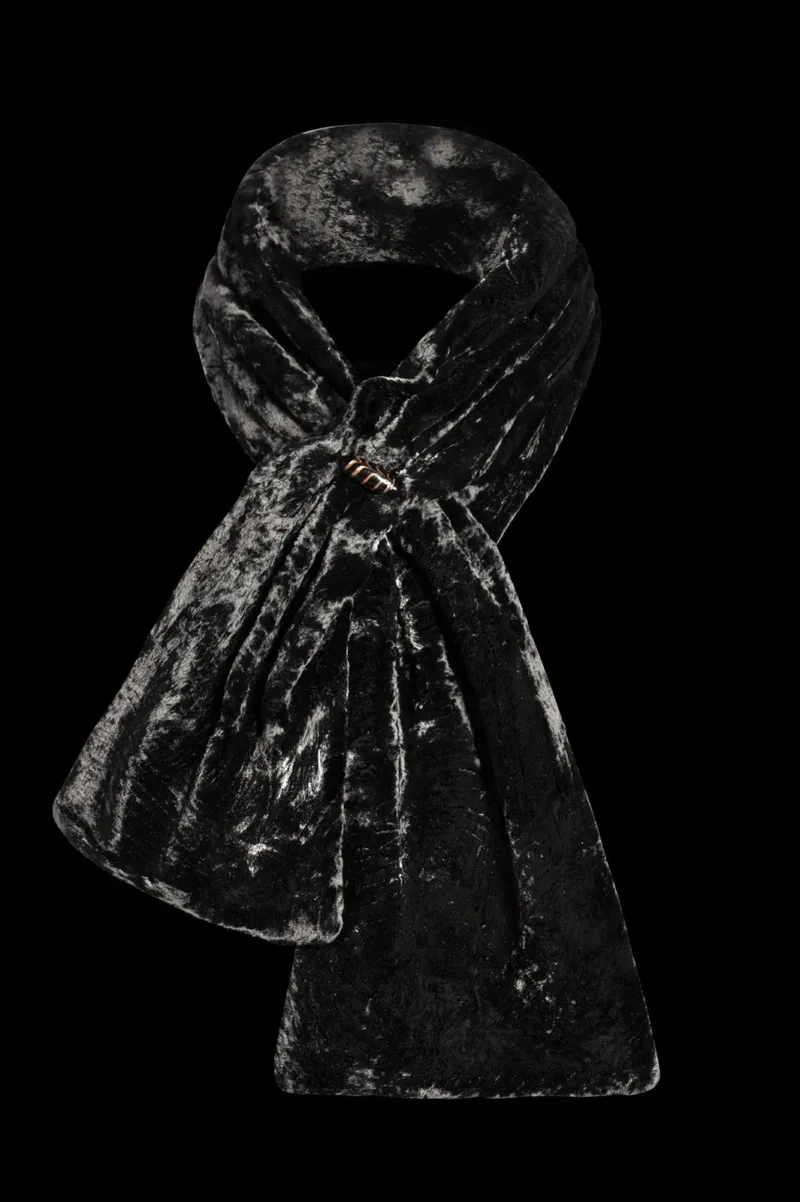 Fortuny furrowed velvet scarf with Murano glass beads