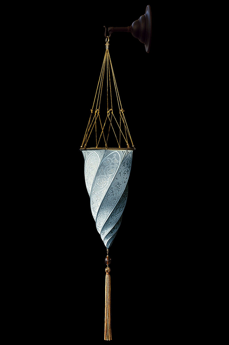 Fortuny Cesendello Classic light blue silk wall lamp