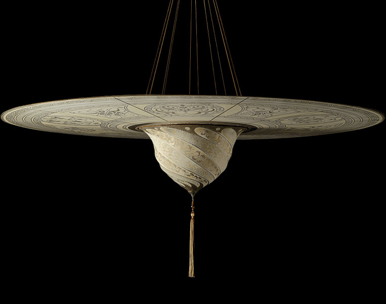 Fortuny Samarkanda Serpentine silk lamp with disc
