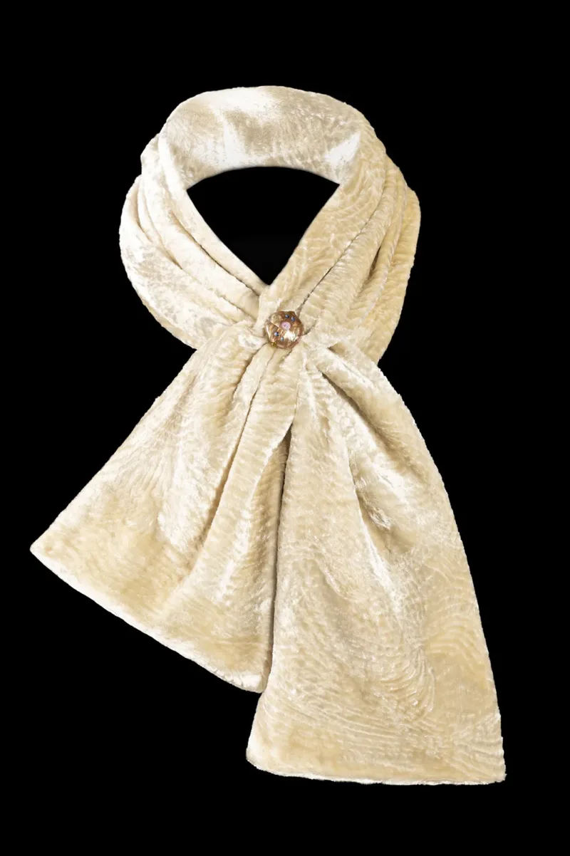 Fortuny furrowed velvet scarf with Murano glass beads