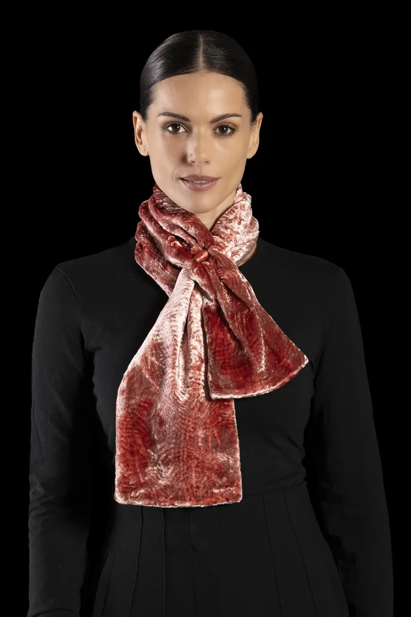Fortuny furrowed velvet scarf with Murano glass beads