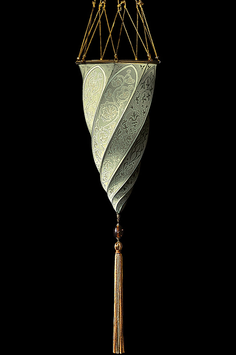 Fortuny Cesendello sage grey silk lamp