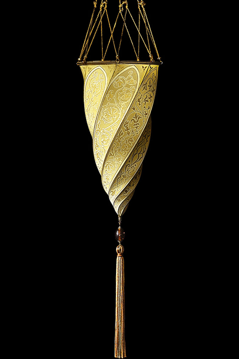 Fortuny Cesendello yellow ochre silk lamp