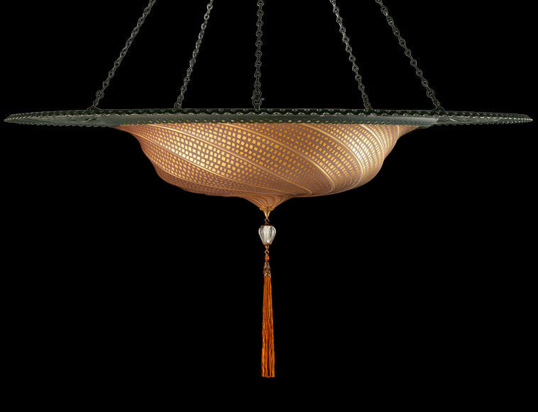 Luminaire en verre Fortuny Scudo Saraceno or mosaique avec l'anneau en métal
