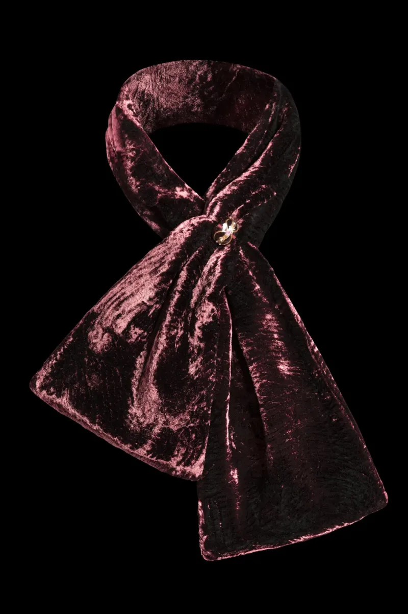 Fortuny furrowed velvet scarf with Murano glass beads