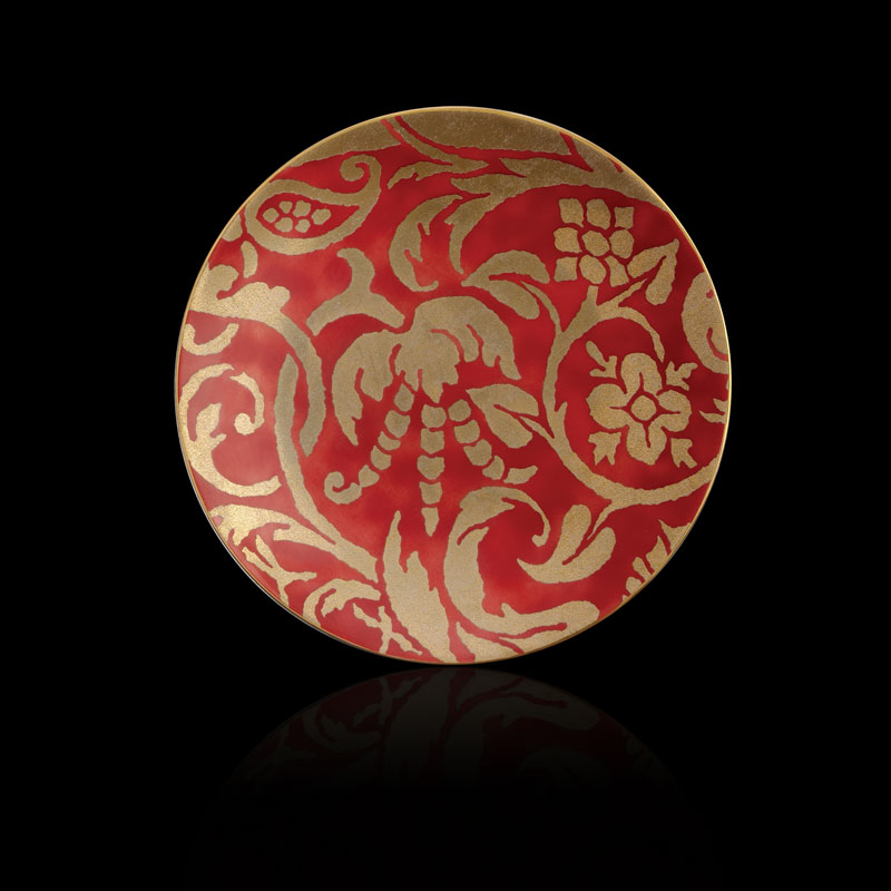 Fortuny Uccelli red tableware dessert plates set of 4