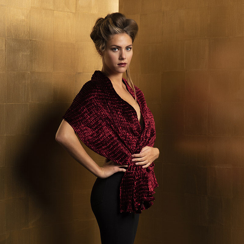 Fortuny pleated velvet scarves