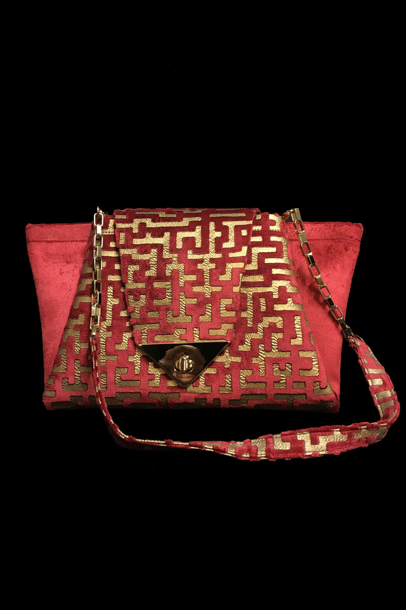 Fortuny Alexandra velvet bag front