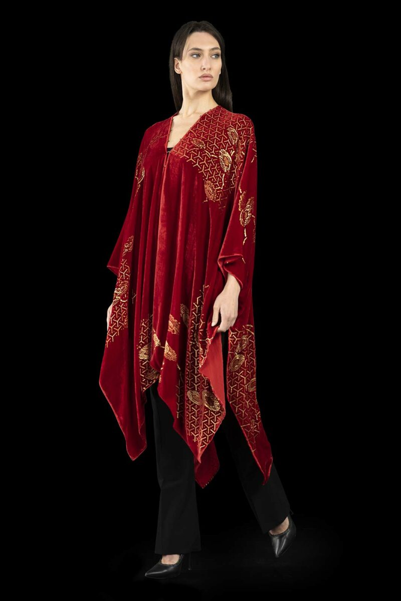 Fortuny printed velvet long evening coat