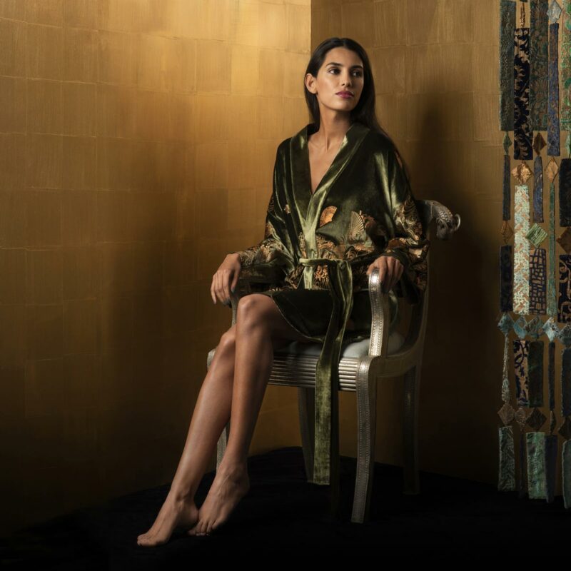 Fortuny printed velvet kimono