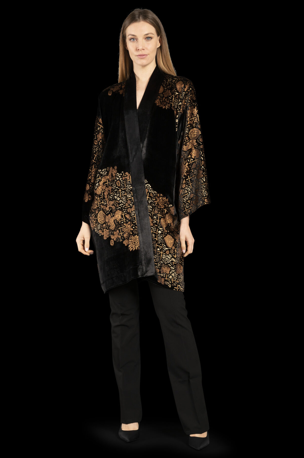 Isabel | Printed velvet Kimono Coat