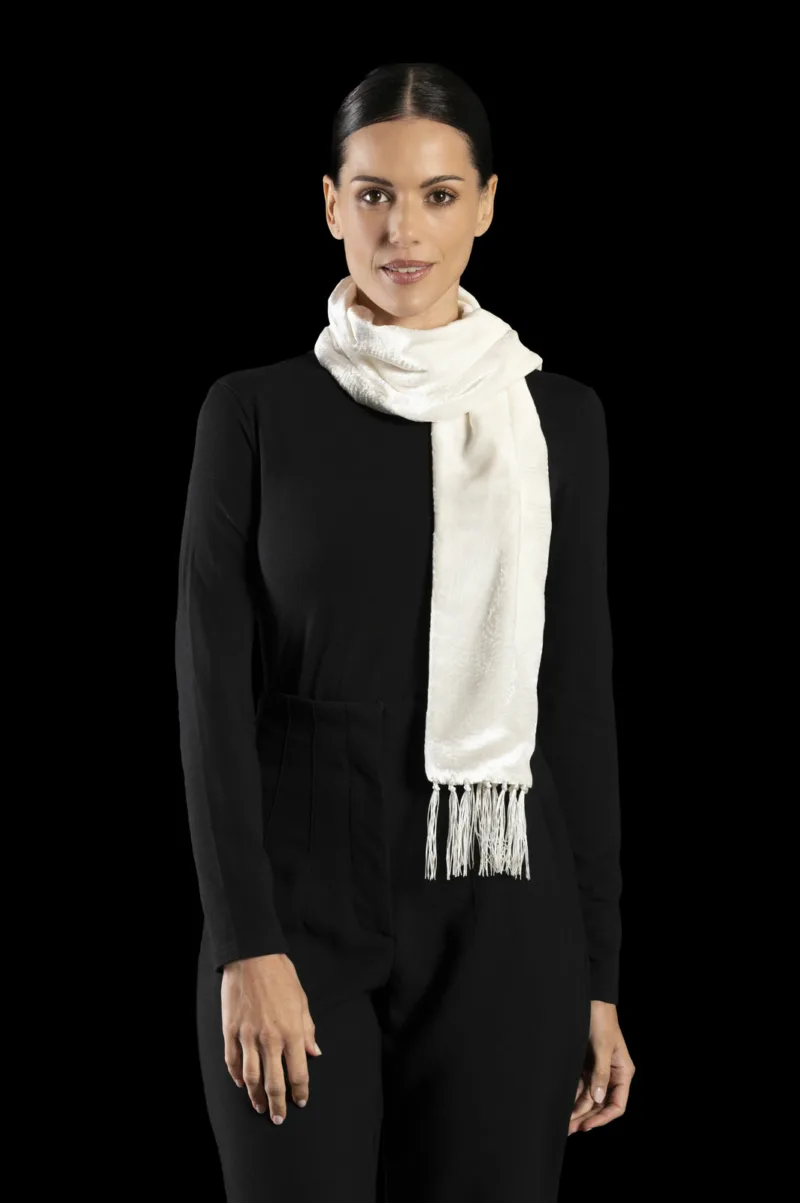 Fortuny furrowed velvet scarf with fringes