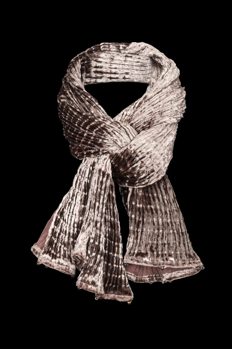 Fortuny Pleated Velvet Scarf Mauve