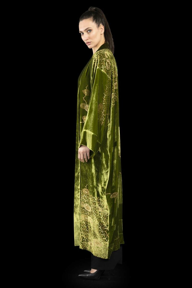 Venetia Studium printed velvet long evening coat