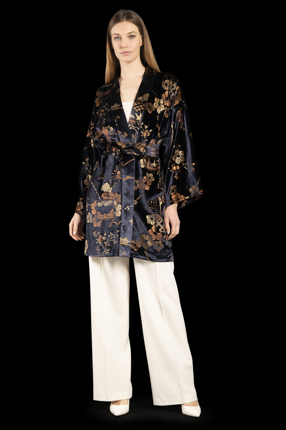 Isabel | Printed velvet Kimono Coat