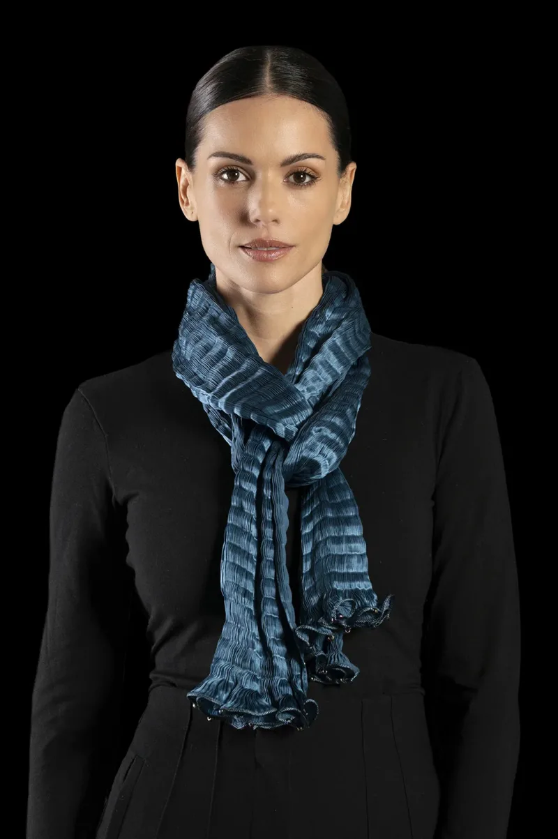 Pleated silk scarves