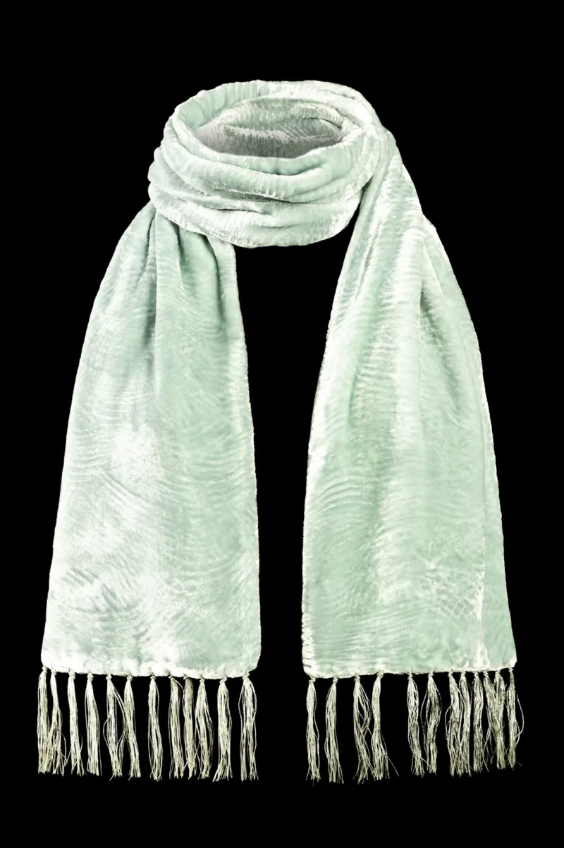 Fortuny furrowed velvet scarf with fringes