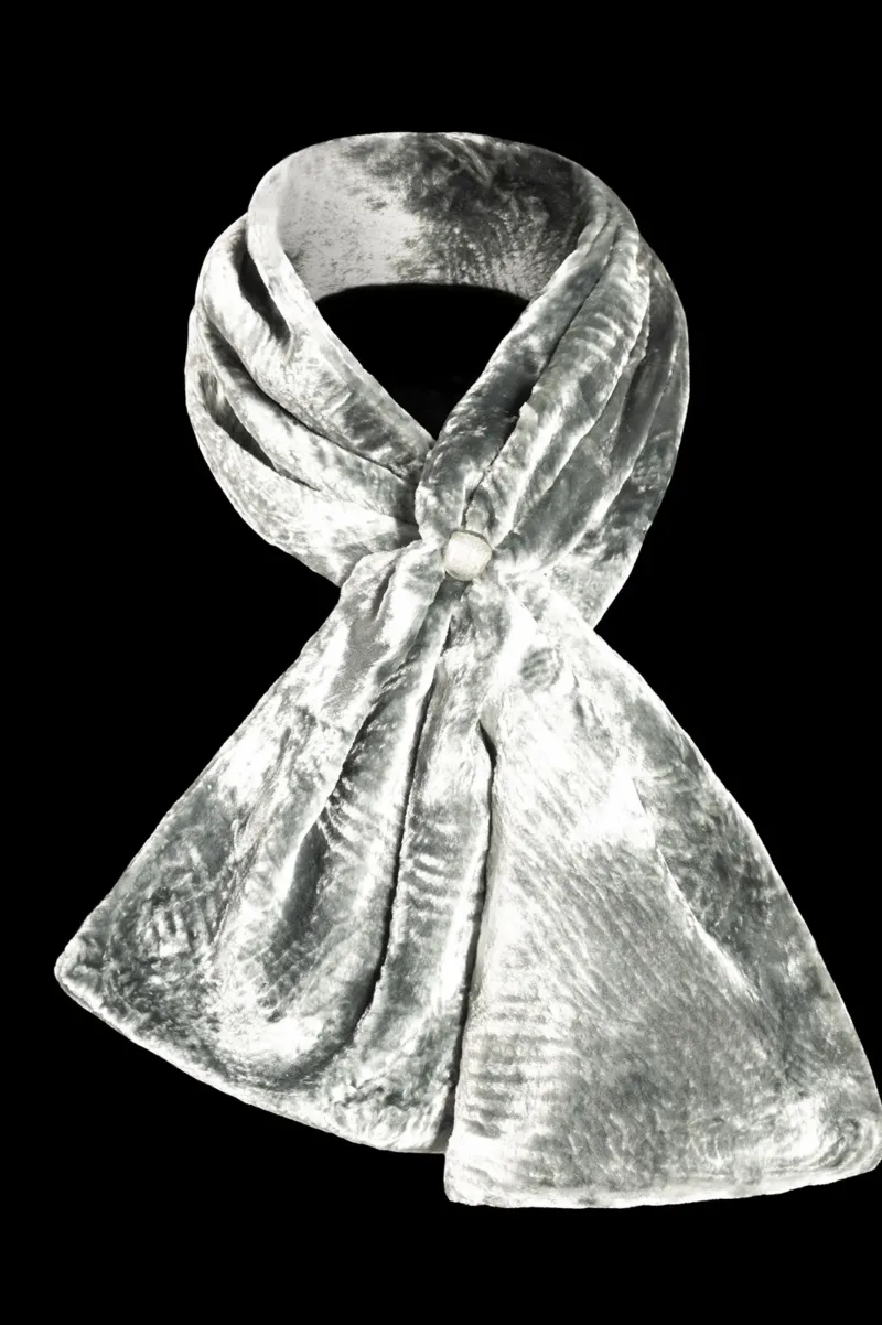 Fortuny furrowed velvet scarf with Murano glass beads