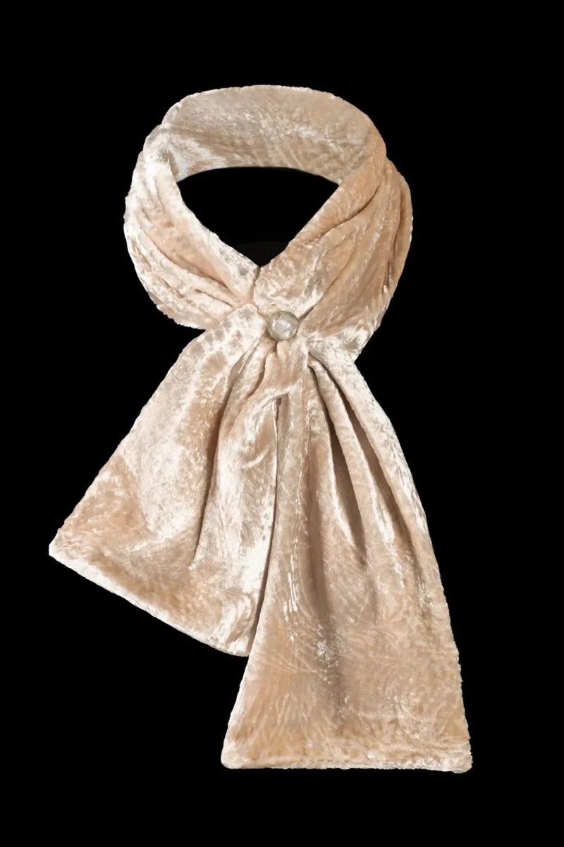 Fortuny furrowed velvet scarf with Murano glass beads