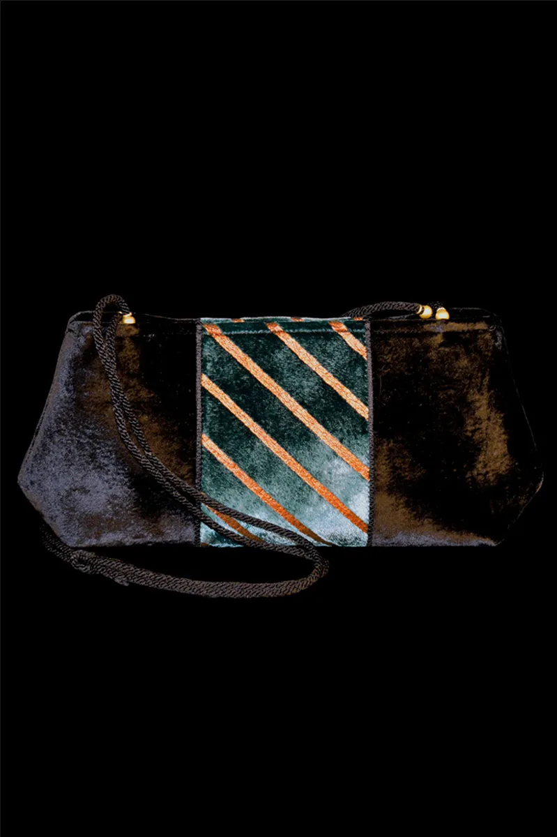 Fortuny Bag Baguette Stripes Black and Teal